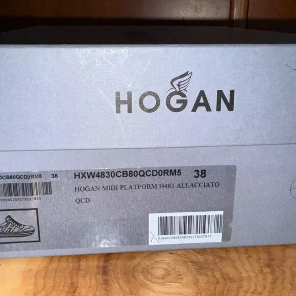 NEW Hogan Midi Platform H483 Silver/White Black Women's Trainer Sneakers Sz 38